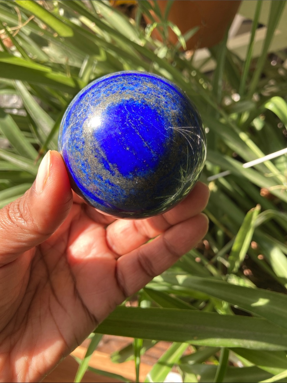 Lapis Lazuli Decorative Sphere โ Deep Blue Home Accent